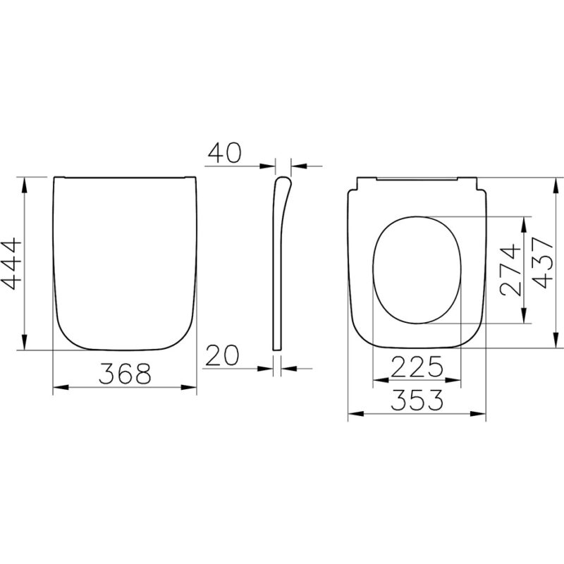 Vitra Universal Slim Square Soft Close Quick Release Toilet Seat