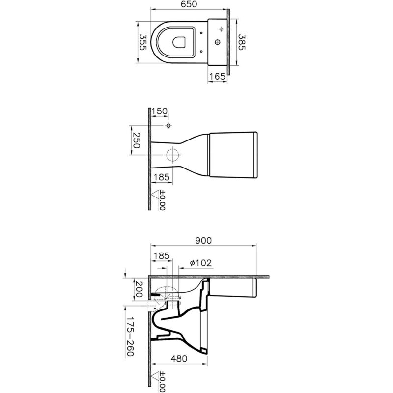 Vitra S50 Comfort Height Open Back Close Coupled WC Pan