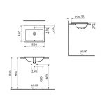 Vitra S20 Compact Countertop Basin 55cm Square 1 Taphole