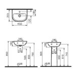 Vitra S20 450mm 2 Hole Basin & Full Pedestal