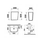 Vitra S20 500mm 2 Tap Hole Basin & Large Semi Pedestal