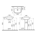 Vitra S20 500mm 2 Tap Hole Basin & Full Pedestal