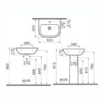 Vitra S20 Cloakroom Basin 50cm 1 Tap Hole