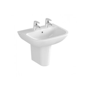 Vitra S20 550mm 2 Tap Hole Basin & Large Semi Pedestal