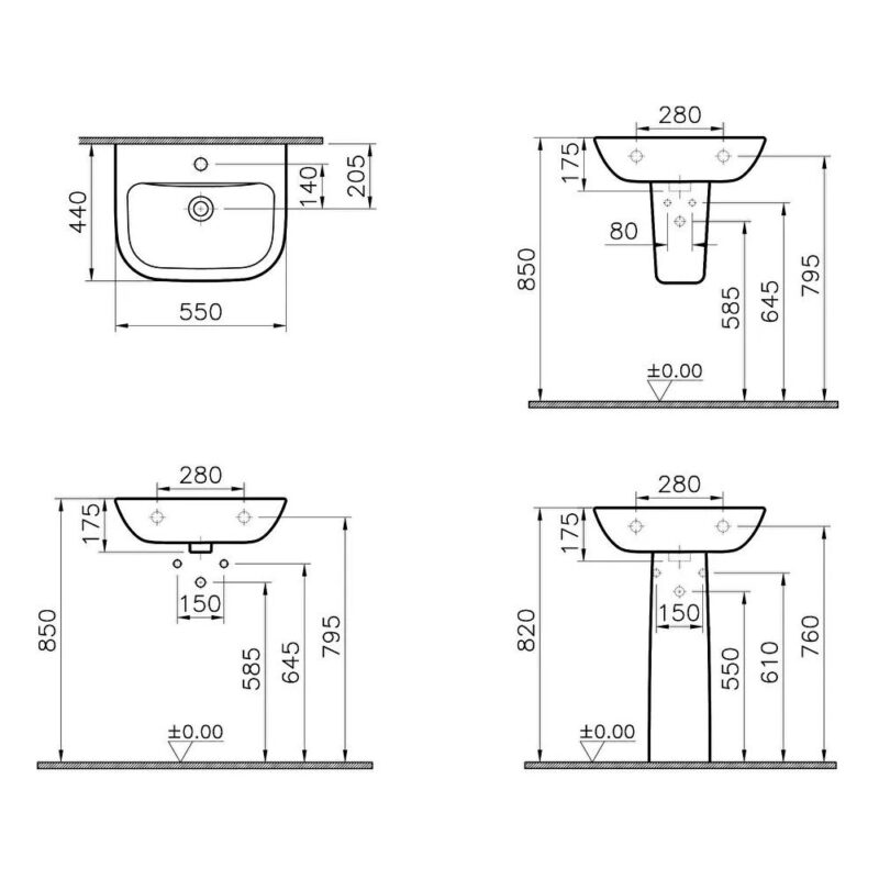 Vitra S20 Washbasin 55cm 1 Taphole White