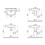 Vitra S20 595x455mm 1 Tap Hole Basin