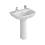 Vitra S20 600mm 2 Tap Hole Basin & Full Pedestal