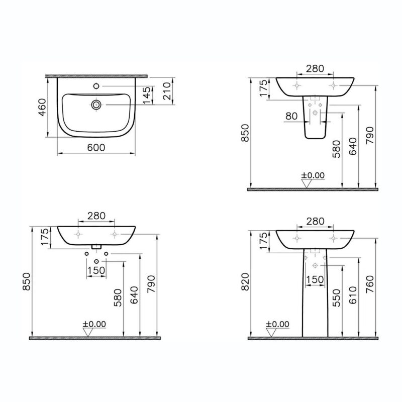 Vitra S20 Washbasin 60cm 1 Taphole White