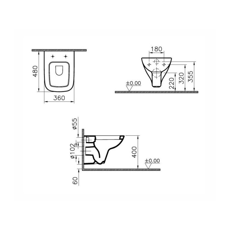 Vitra S20 WallHung Short Projection Toilet with Soft Close Seat