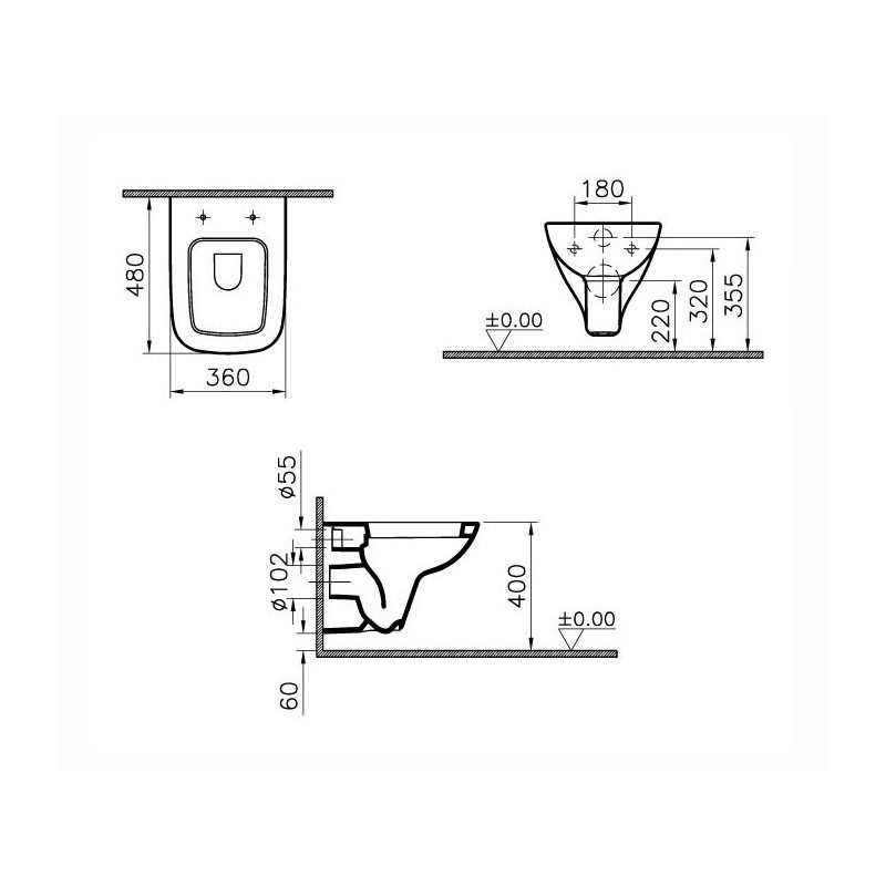 Vitra S20 Wall-Hung Short Projection Toilet with Soft Close Seat