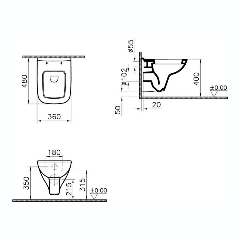 Vitra S20 Wall-Hung WC Pan Short Projection 48cm