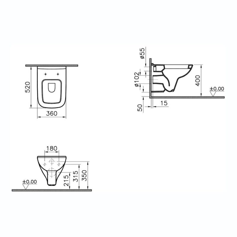 Vitra S20 Wall Hung WC Pan & Soft Close Toilet Seat