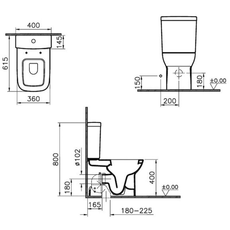 Vitra S20 Close-Coupled Fully Back To Wall Pan White