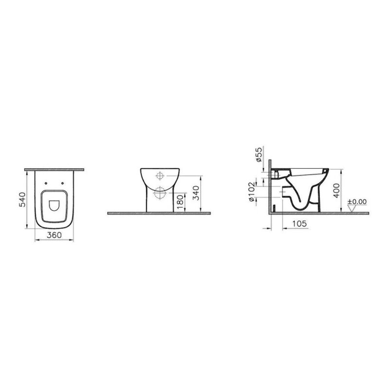 Vitra S20 Back To Wall Toilet with Standard Seat