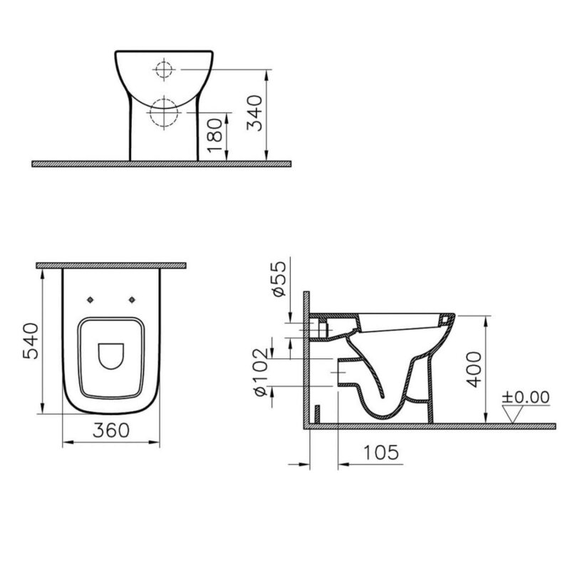Vitra S20 Back To Wall Toilet with Soft Close Seat