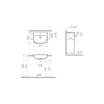 Vitra S20 Semi Recessed Basin 55cm 2 Tapholes White