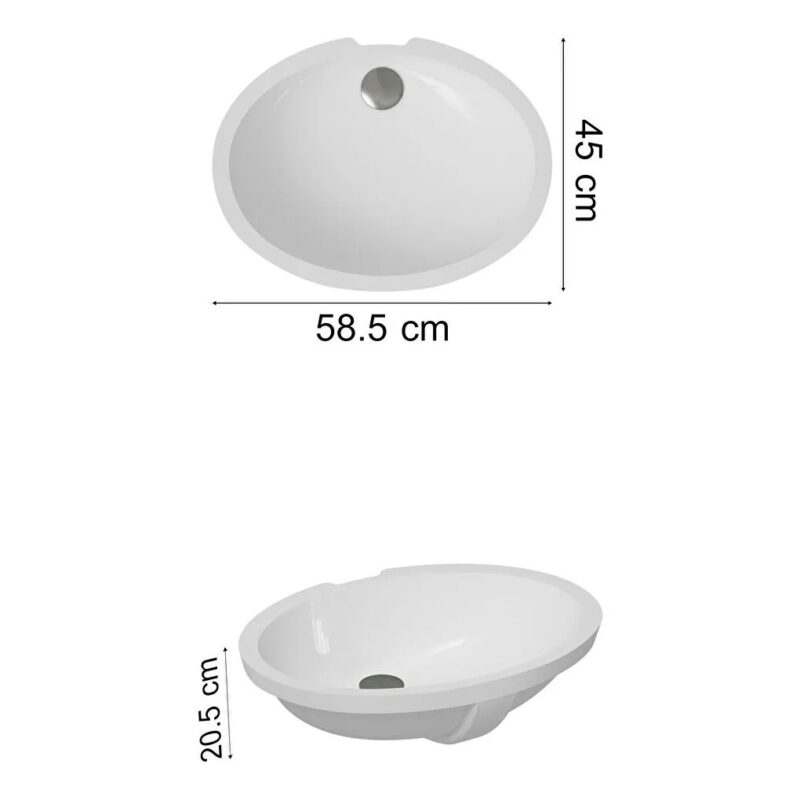 Vitra S20 Compact Under-Counter Basin 52cm Oval No Taphole
