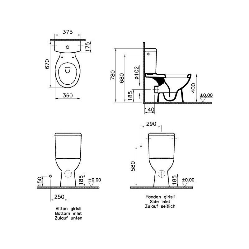 Vitra Layton Cistern Top Flush with Fittings