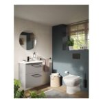 Vitra Root Flat Matt Grey 600mm Compact 2 Drawer Wall Basin Unit