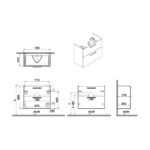 Vitra Root Flat 800mm Compact 2 Drawer Basin Unit Gloss Pearl Grey