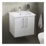 Vitra Root Flat Gloss White 600mm 2 Door Wall Basin Unit