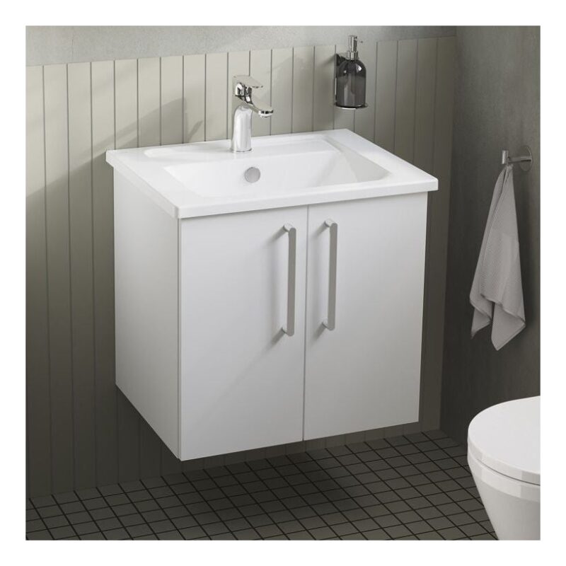 Vitra Root Flat Gloss White 600mm 2 Door Wall Basin Unit