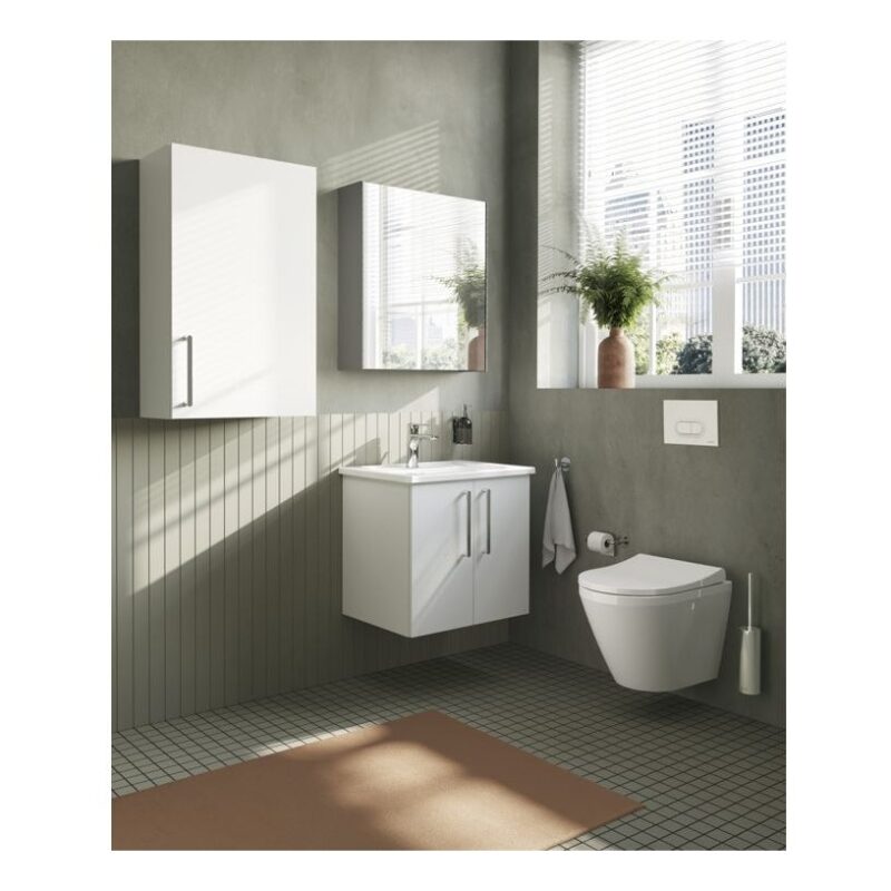 Vitra Root Flat Gloss White 600mm 2 Door Wall Basin Unit