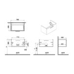 Vitra Root Flat 800mm 1 Drawer Wall Basin Unit Matt Grey