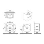 Vitra Root Flat 600mm Washbasin Unit with Two Drawers Cordoba