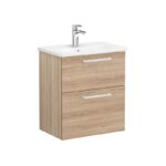 Vitra Zentrum 600mm Compact 2 Drawer Natural Oak Unit & Basin