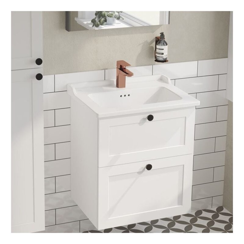 Vitra Root Classic 600mm 2 Drawer Basin Unit Matt White