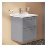 Vitra Root Classic 600mm Washbasin Unit with Two Drawers Matt Grey