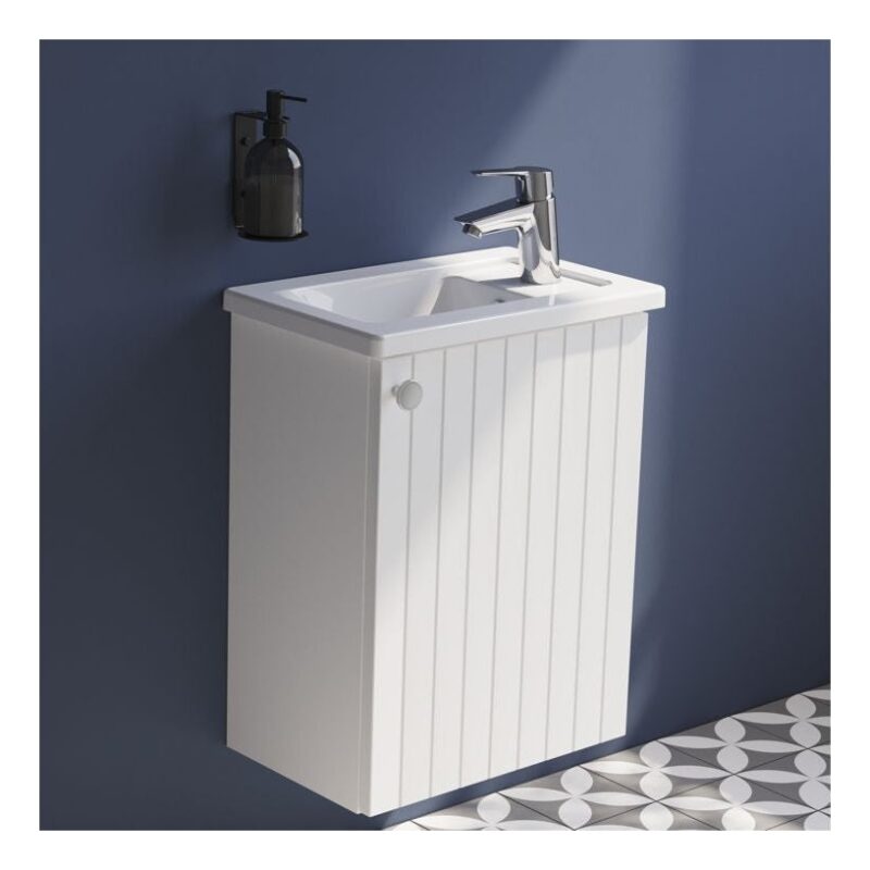 Vitra Root Groove 450mm Compact 1 Door Basin Unit Matt White
