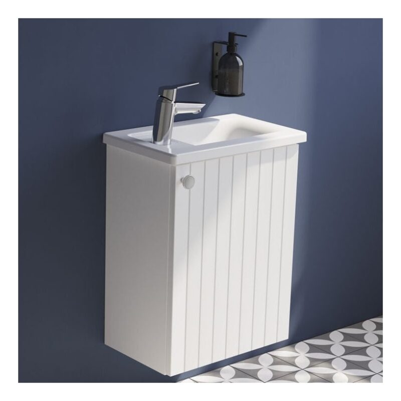 Vitra Root Groove 450mm Compact 1 Door Basin Unit Matt White
