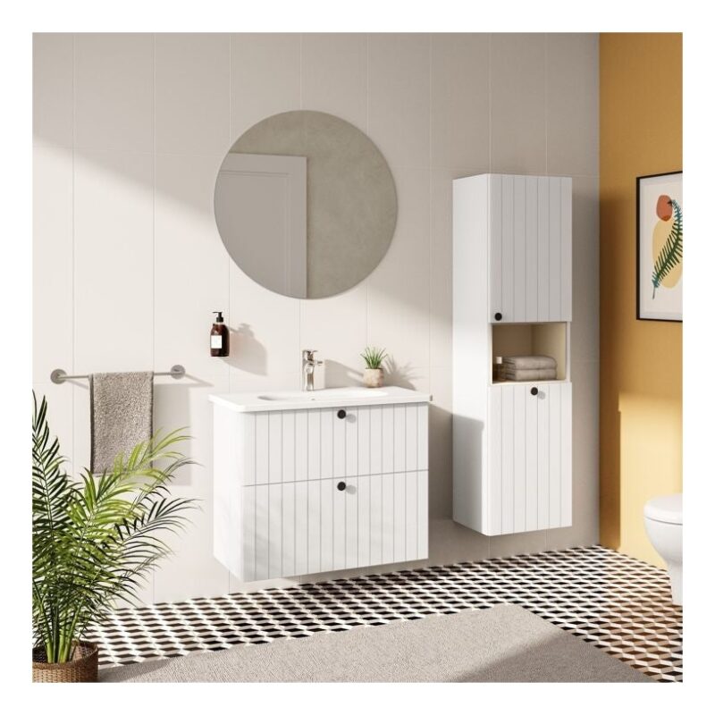 Vitra Root Groove 800mm 2 Drawer Basin Unit Matt White