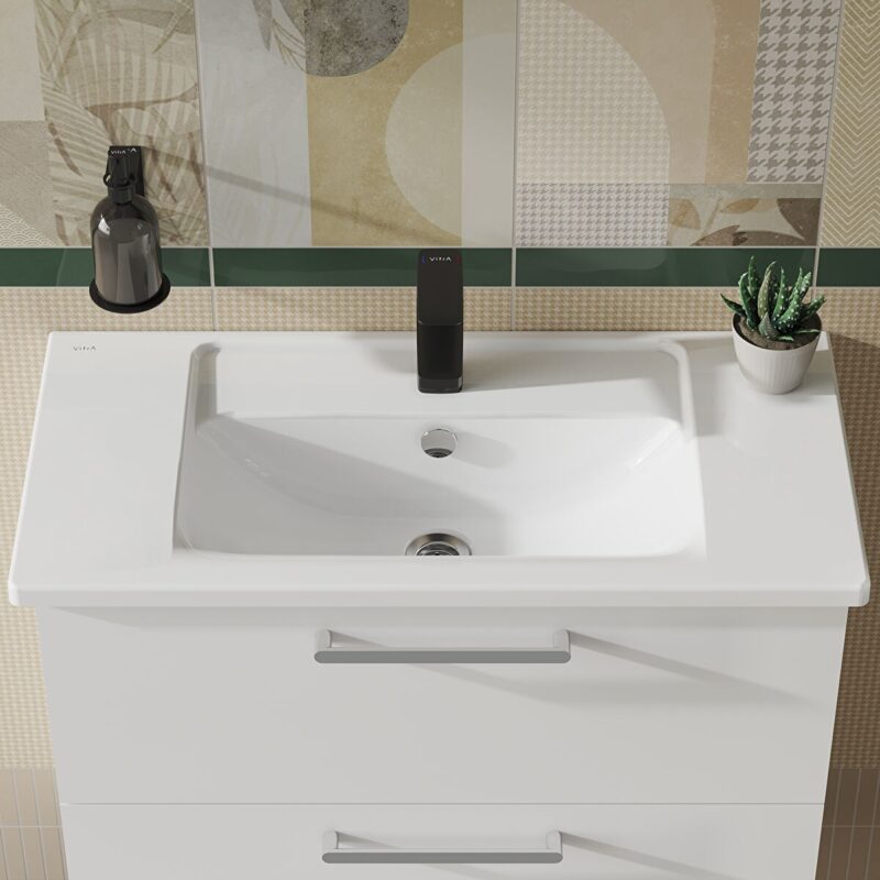 Vitra Integra Short Projection Compact Vanity Basin 80cm 1 Tap Hole