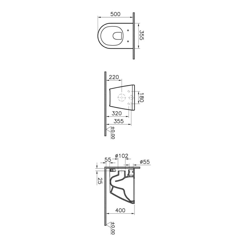 Vitra Integra Short Projection Compact Wall-Hung Toilet, Rim-Ex