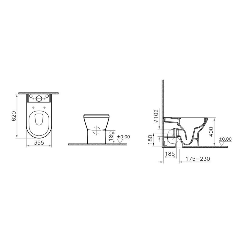 Vitra Integra Closed Coupled Fully Back-To-Wall Rimless WC Pan