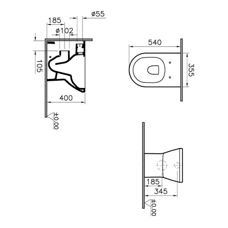 Vitra Integra Back-to-Wall Rimless Toilet Pan