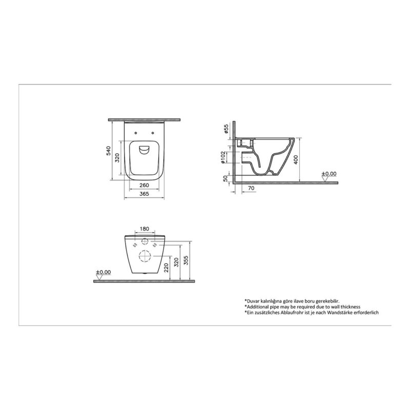 Vitra Integra Square Wall-Hung Toilet Pan, Rim-Ex, Hidden Fixation