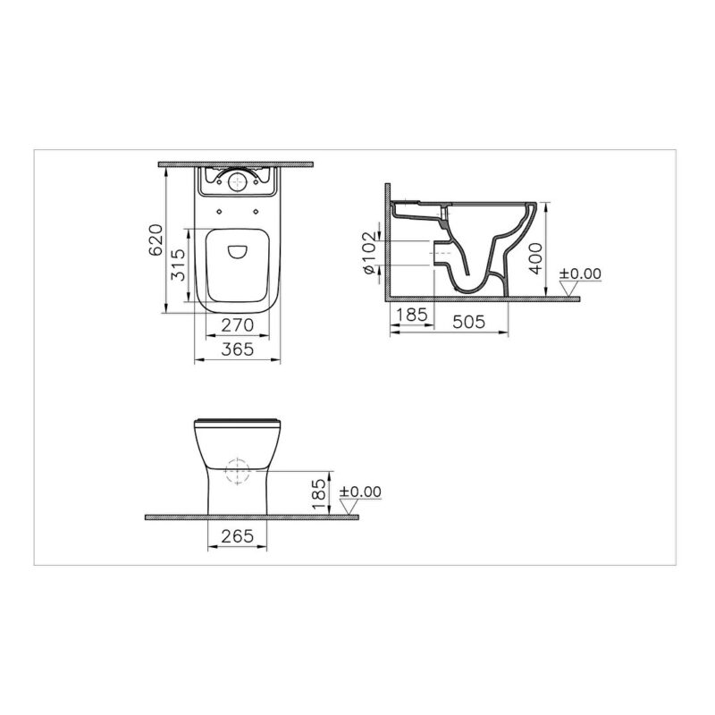 Vitra Integra Square Close-Coupled Back-To-Wall Rim-Ex WC Pan