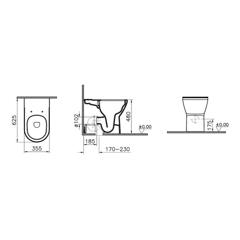 Vitra Integra Close-Coupled Back-To-Wall Comfort Height Rim-Ex WC Pan