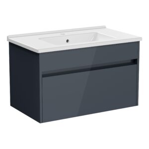 Vitra S50+ 800mm 1 Drawer Gloss Anthracite Vanity Unit & Basin