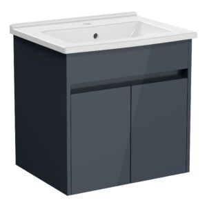Vitra S50+ 600mm 2 Door Gloss Anthracite Vanity Unit & Basin