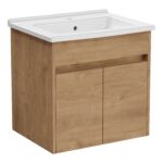 Vitra S50+ 600mm 2 Door Golden Oak Vanity Unit & Basin