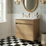 Vitra S50+ 600mm 2 Door Golden Oak Vanity Unit & Basin