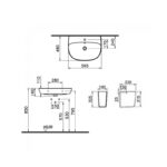 Vitra Zentrum 600mm 1 Tap Hole Basin & Semi Pedestal