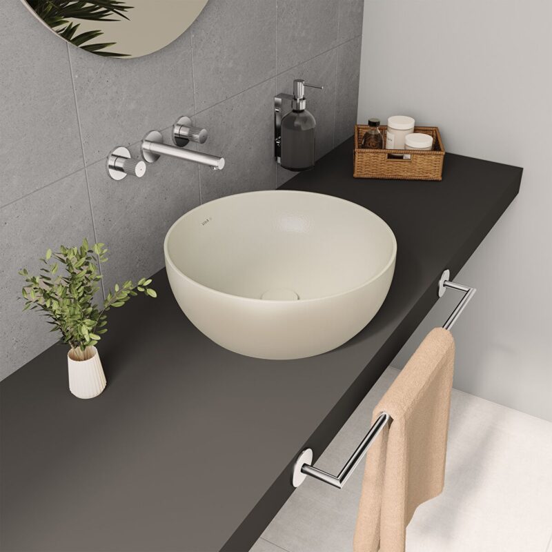 Vitra Outline Round Recycled Ceramic Basin Matt Taupe