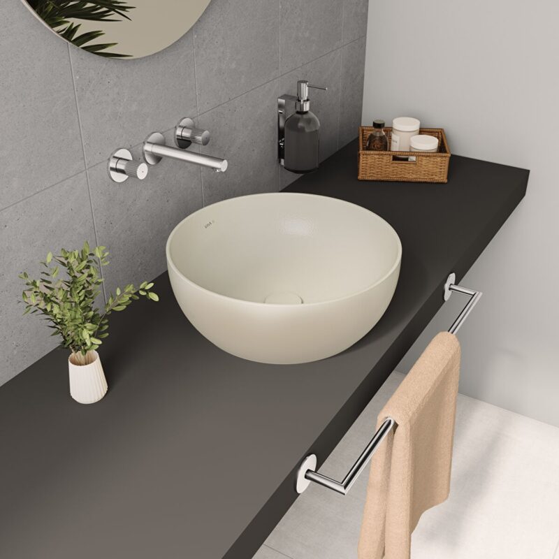 Vitra Outline Round Recycled Ceramic Basin Matt Taupe