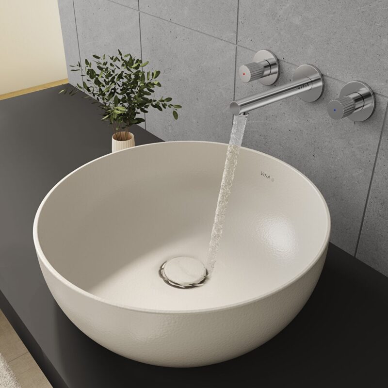 Vitra Outline Round Recycled Ceramic Basin Matt Taupe